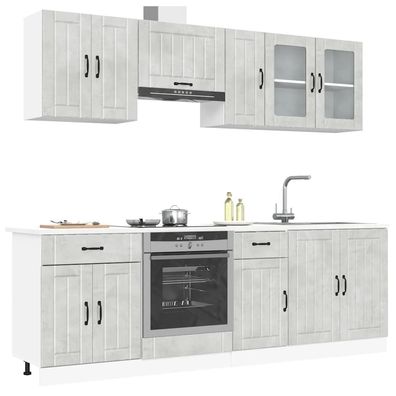 vidaXL 8-tlg. Küchenschrank-Set Lucca Betongrau Holzwerkstoff