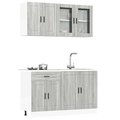 vidaXL 4-tlg. Küchenschrank-Set Porto Grau Sonoma Holzwerkstoff