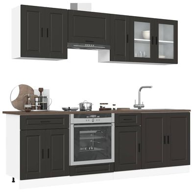 vidaXL 8-tlg. Küchenschrank-Set Porto Schwarz Holzwerkstoff