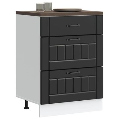 vidaXL Küchen-Unterschrank Lucca Schwarz Holzwerkstoff