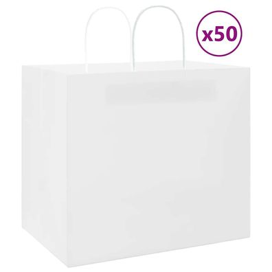 vidaXL Papiertragetaschen 50 Stk. mit Henkeln Weiß 32x22x28 cm