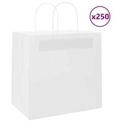 vidaXL Papiertragetaschen 250 Stk. mit Henkeln Weiß 26x17x25 cm