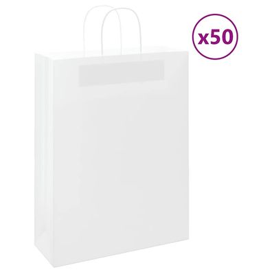 vidaXL Papiertragetaschen 50 Stk. mit Henkeln Weiß 32x12x42 cm