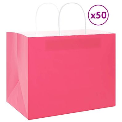 vidaXL Papiertragetaschen 50 Stk. mit Henkeln Rosa 32x22x24 cm