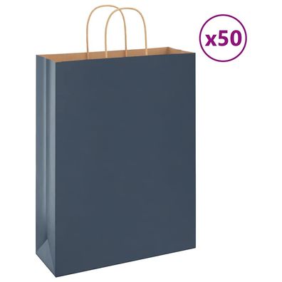 vidaXL Papiertragetaschen 50 Stk. mit Henkeln Blau 32x12x42 cm