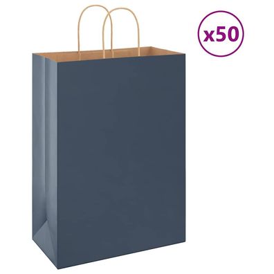 vidaXL Papiertragetaschen 50 Stk. mit Henkeln Blau 32x17x44 cm