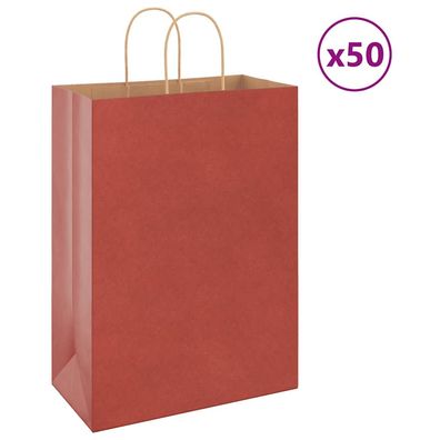 vidaXL Papiertragetaschen 50 Stk. mit Henkeln Rot 32x17x44 cm