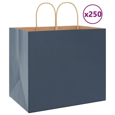 vidaXL Papiertragetaschen 250 Stk. mit Henkeln Blau 32x22x28 cm