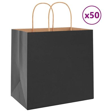 vidaXL Papiertragetaschen 50 Stk. mit Henkeln Schwarz 26x17x25 cm