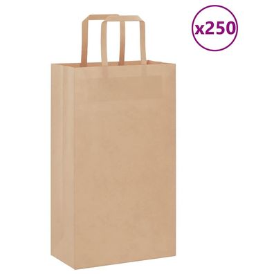vidaXL Papiertragetaschen 250 Stk. mit Henkeln Braun 21x11x36 cm