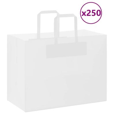 vidaXL Papiertragetaschen 250 Stk. mit Henkeln Weiß 32x17x25 cm