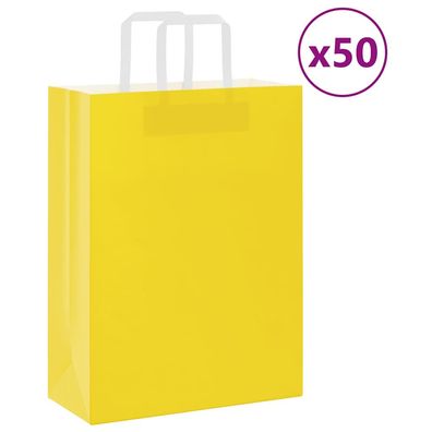 vidaXL Papiertragetaschen 50 Stk. mit Henkeln Gelb 26x12x35 cm