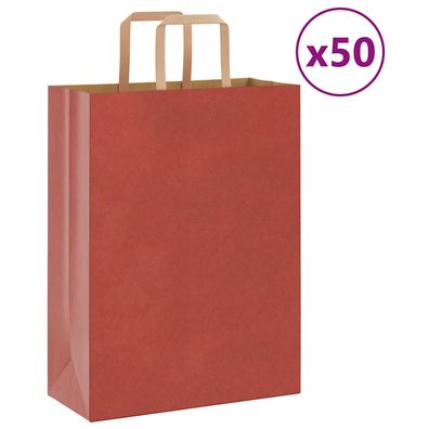 vidaXL Papiertragetaschen 50 Stk. mit Henkeln Rot 26x12x35 cm