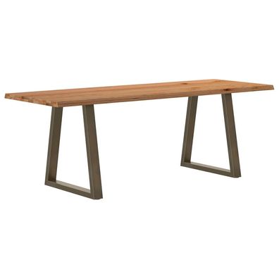 vidaXL Esstisch mit Baumkanten 220x80x74 cm Massivholz Eiche