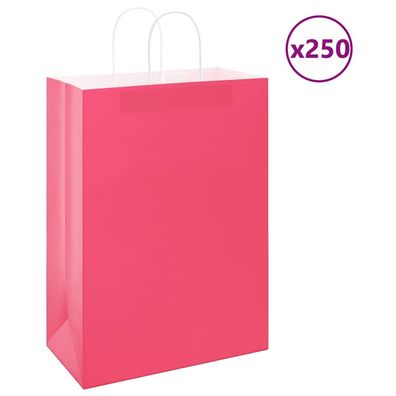 vidaXL Papiertragetaschen 250 Stk. mit Henkeln Rosa 32x17x44 cm