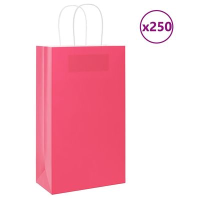 vidaXL Papiertragetaschen 250 Stk. mit Henkeln Rosa 21x11x36 cm
