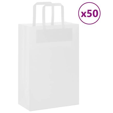 vidaXL Papiertragetaschen 50 Stk. mit Henkeln Weiß 21x11x31 cm