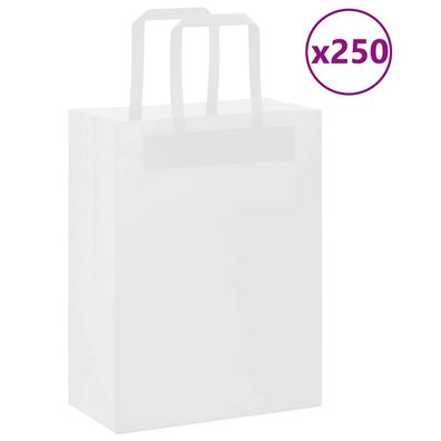 vidaXL Papiertragetaschen 250 Stk. mit Henkeln Weiß 21x11x28 cm