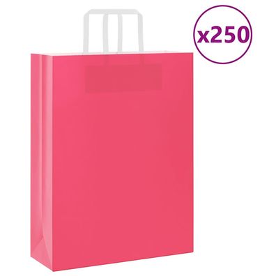 vidaXL Papiertragetaschen 250 Stk. mit Henkeln Rosa 32x12x42 cm