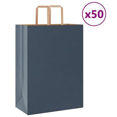 vidaXL Papiertragetaschen 50 Stk. mit Henkeln Blau 32x17x44 cm