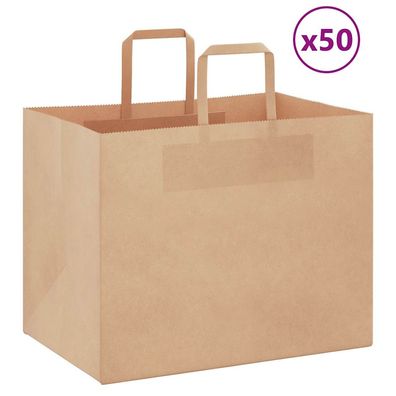 vidaXL Papiertragetaschen 50 Stk. mit Henkeln Braun 32x22x24 cm