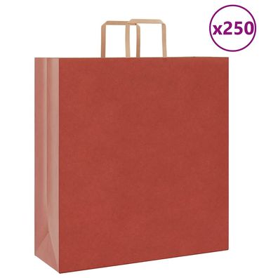 vidaXL Papiertragetaschen 250 Stk. mit Henkeln Rot 45x17x48 cm