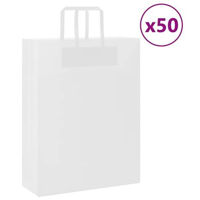 vidaXL Papiertragetaschen 50 Stk. mit Henkeln Weiß 32x12x42 cm