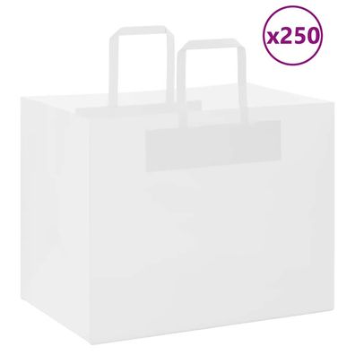 vidaXL Papiertragetaschen 250 Stk. mit Henkeln Weiß 32x22x24 cm