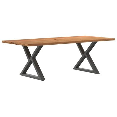 vidaXL Esstisch mit Baumkanten Hellbraun 220x100x74cm Massivholz Eiche