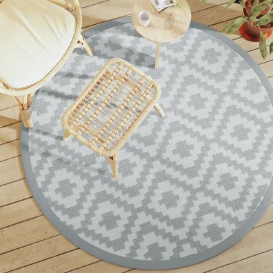 vidaXL Outdoor-Teppich ARAKIL Grau Ø160 cm PP