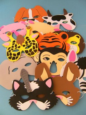 1 Maske f. Kindergeburtstag Karneval Fasching Tier Tiere Masken Moosgummi Theater