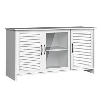 AX LIVING Weiße Landhaus Kommode Oliveria K3DS Sideboard mit Glastüren