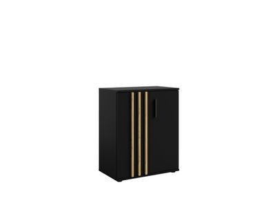AX LIVING Kommode Schmal Turell 2D - 60 cm breit, Schwarz mit Lamellen