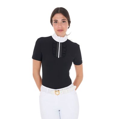 Equestro Slim Fit kurzarm Turniershirt mit Strass Damen