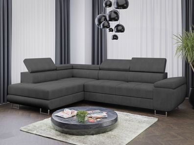 Couchgarnitur Sofa Sofagarnitur ALMA im Cord Stoff in L Form mit Schlaffunktion