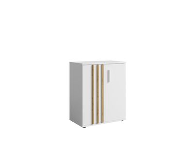 AX LIVING Kommode Schmal Turell 2D - 60 cm breit, Weiß mit Lamellen