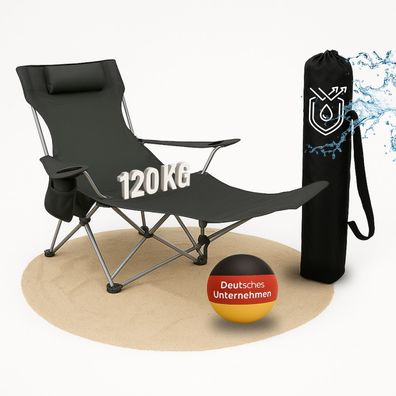 Coemo Liegestuhl tragbar Campingstuhl, zusammenklappbar, Getränkehalter, Tasche