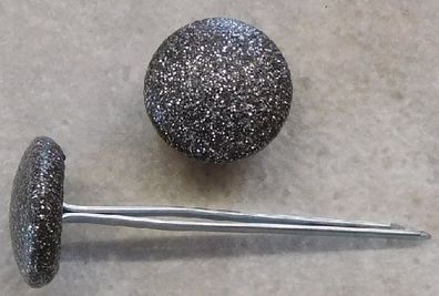 Polsterknöpfe mit Splint Kunstleder Grau Glitter
