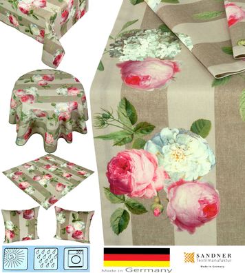 Outdoor Tischdecke Tischläufer Kissenbezug Wasserabweisend Sandner Edelrose