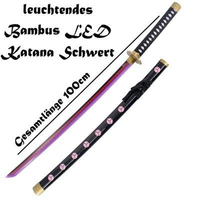 NEU Bambus LED Licht Samurai Schwert Katana 100cm groß für Cosplay Anime lila