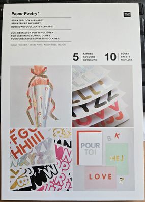 Stickerblock Alphabet - 5 Farben
