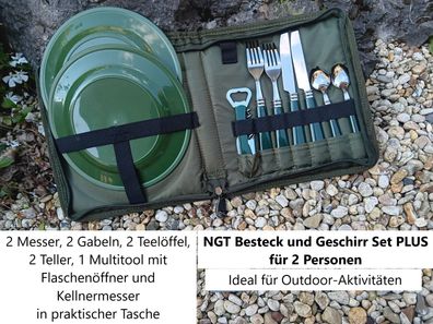 NEU NGT Outdoor Besteck Geschirr Set PLUS für 2 Personen Camping Reise Wandern