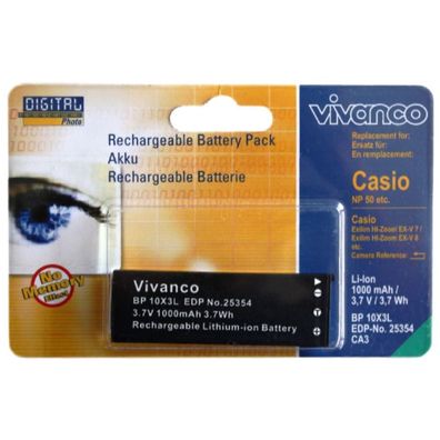 Vivanco Li-Ion Akku für Casio NP-50 NP50 EXILIM EX-V8 EX-V7 V8SR V7SR NP50BA