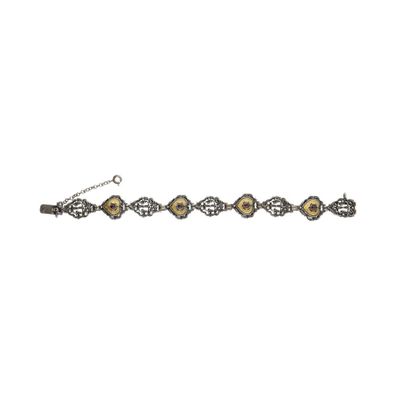 JuwelmaLux Trachten Armband 925/000 Silber geschwärzt, vergoldet, Granat JL30-03-4790