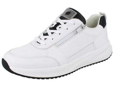 Waldläufer Gonamic H Matti Herren Schnürschuhe Sneaker weiß Glattleder Mesh