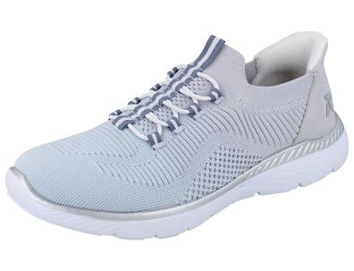RIEKER Damen Schlupf Sneaker Halbschuhe Slipper hellblau Textil vegan