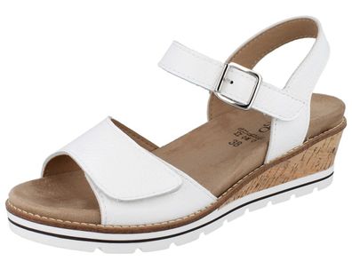 LONGO 1094612 Damen Sandale Sandalette weiß white genarbtes Glattleder