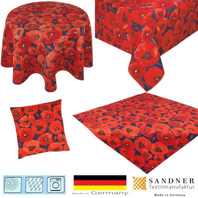 Outdoor Tischdecke Tischläufer Kissenbezug Wasserabweisend Sandner Mohnfeld Rot