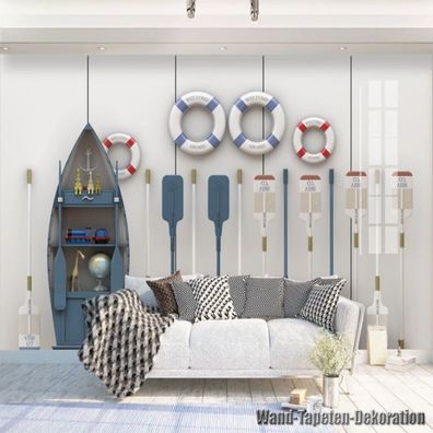Vlies Fototapete Wandtapete Wandbilder 3D Mediterranen Stil mit Boots 9088