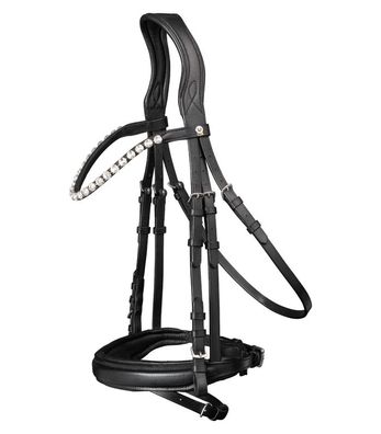 Waldhausen Trensenzaum X-Line Beauty schwarz anatomisch geformt mit Zügeln